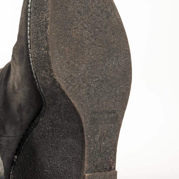 Yves Saint Laurent Grey Suede Shearling Platform Wedge Boot - Picture 5 of 10